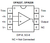 OPA227UA Pin Configuration