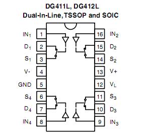 DG411LDY-E3 pin configuration