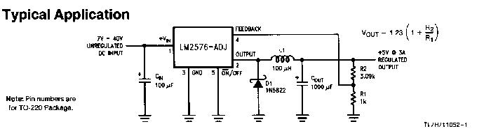 LM2576T-ADJ typical application