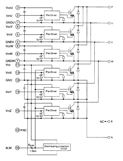 6MBP100RA060-01 circuit diagram