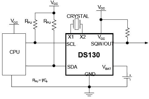 DS1307 TYPICAL OPERATING CIRCUIT