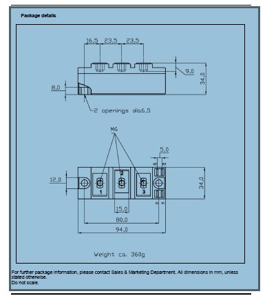 MDC200A/1600V package dimensions