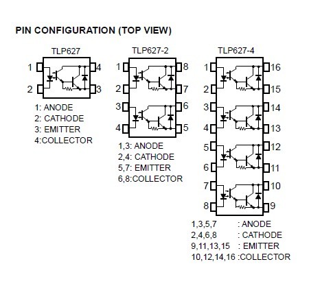 TLP627 pin connection