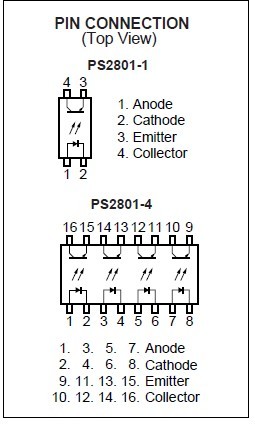 PS2801-4 pin connection