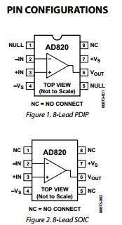 AD820ANZ pin configuration