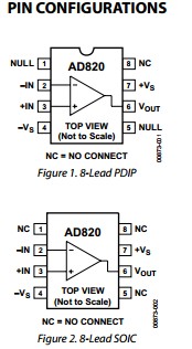 AD820ARZ pin configuration
