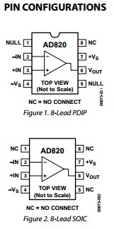 AD820BRZ pin configuration