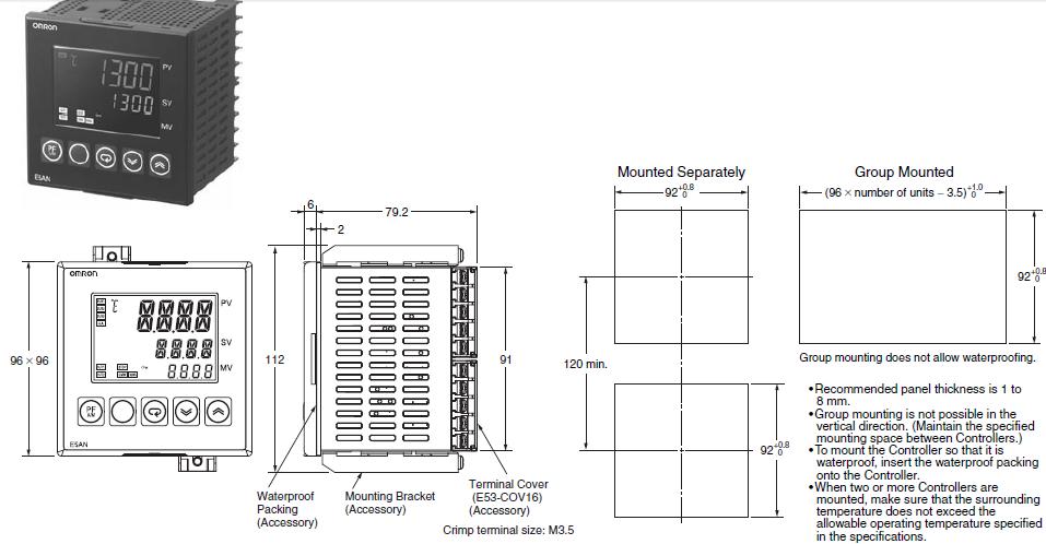 E5AN-QQ3BT package dimensions