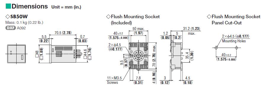 SB50W package dimensions