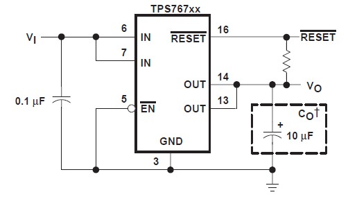 TPS76733QPWP pin connection