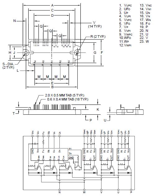 PM400HSA120 Outline Drawing and Circuit Diagram