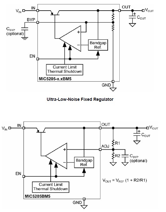 MIC5205YM5TR pin connection