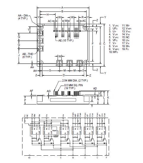 PM100CSA120 Outline Drawing and Circuit Diagram