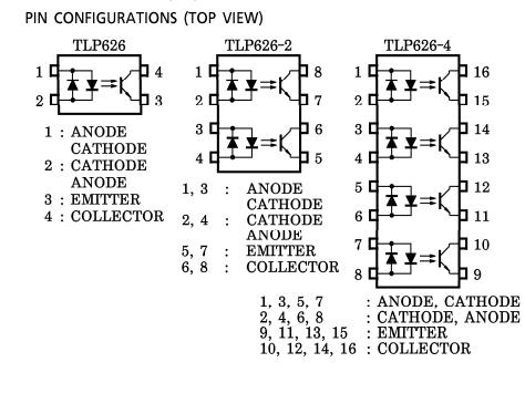 TLP626-4 pin configurations