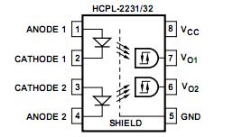 HCPL-2232 pin configuration