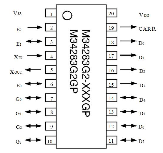 M34283G2GP pin configuration