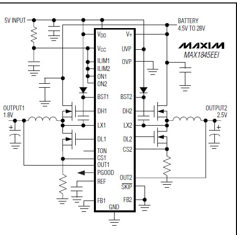  MAX1845EEI-T pin connection