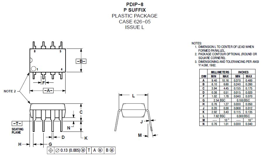 MC33153P package dimensions
