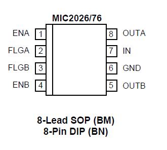 MIC2026-2BM pin configuration