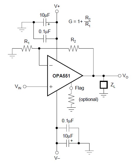 OPA552UA Basic Circuit Connections