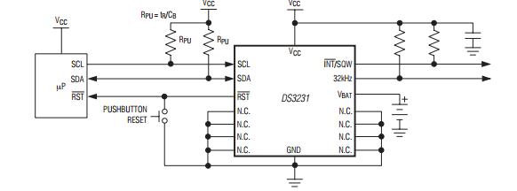 DS3231SN typical operating circuit