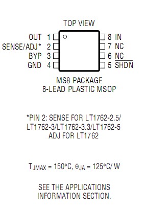 LT1762EMS8-3.3#TR Pin Configuration
