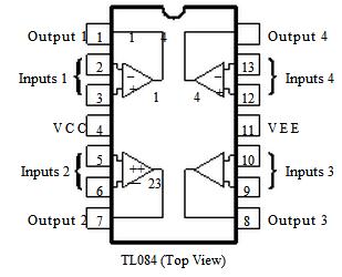 TL084CN pin connections