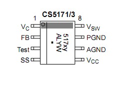 CS5173GDR8G MARKING DIAGRAM AND PIN CONNECTIONS