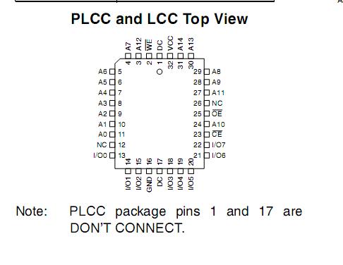 AT29C256-70PC Pin Configuration