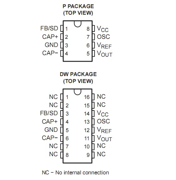  LT1054CP Pin COnfiguration