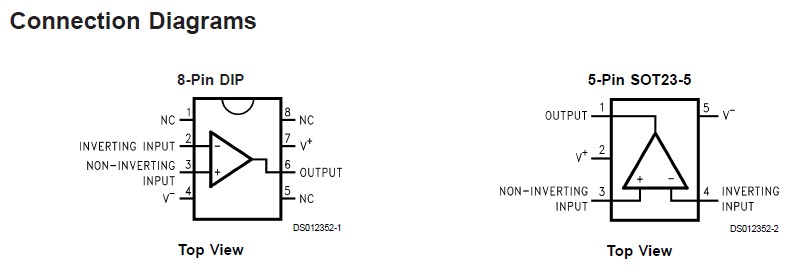 LMC7111BIM5X Connection Diagrams