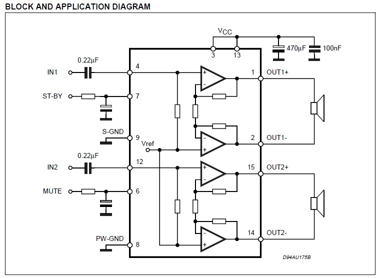 TDA7297 pin connection