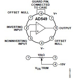  AD549JHZ pin connection