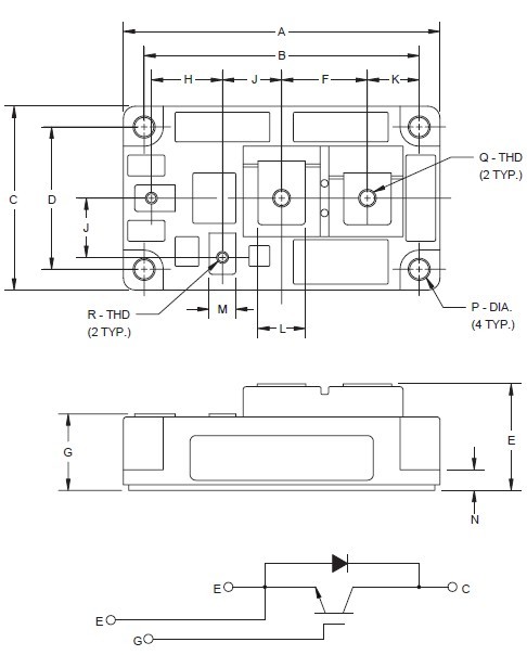 CM400HA-24H outline drawing and circuit diagram