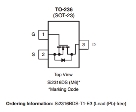 SI2316BDS-T1-E3  Pin Configuration