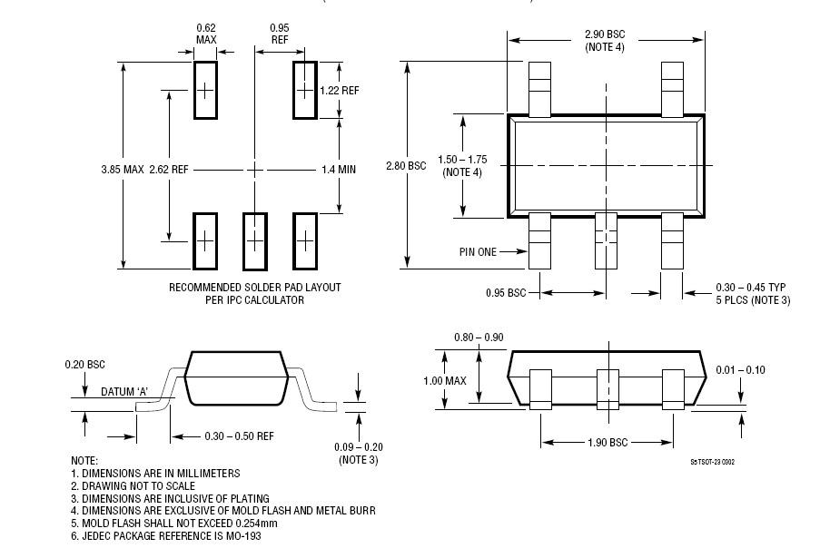 LT3014BHVES5#TRPBF dimension