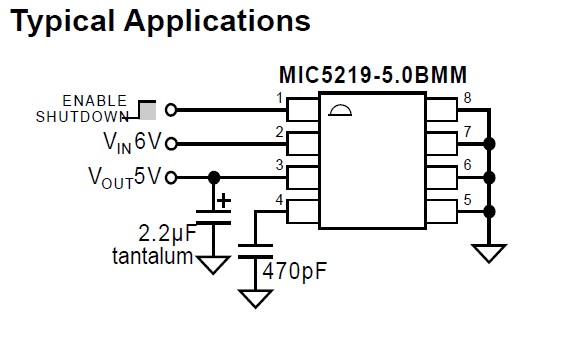  MIC5219-3.3YMM pin connection