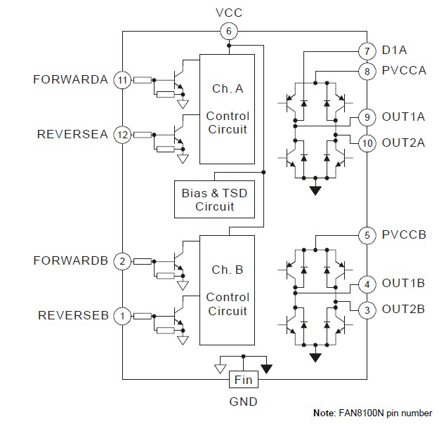 FAN8100N pin connection