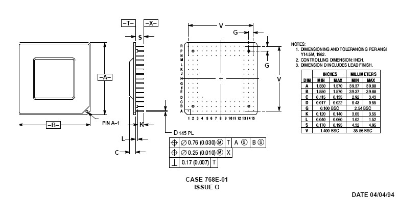 MC68302RC16C dimension