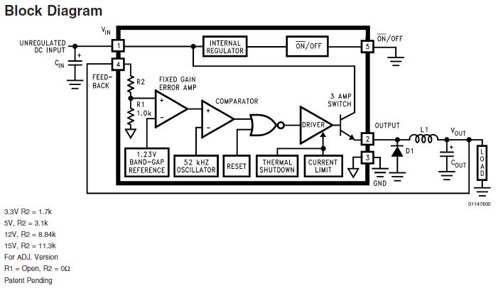 LM2576HVT-ADJ pin connection