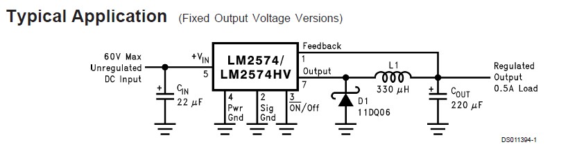 LM2574HVN-5.0 pin connection