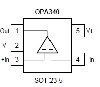 OPA340UA pin connection