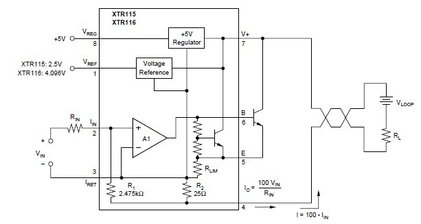 XTR116UA pin connection