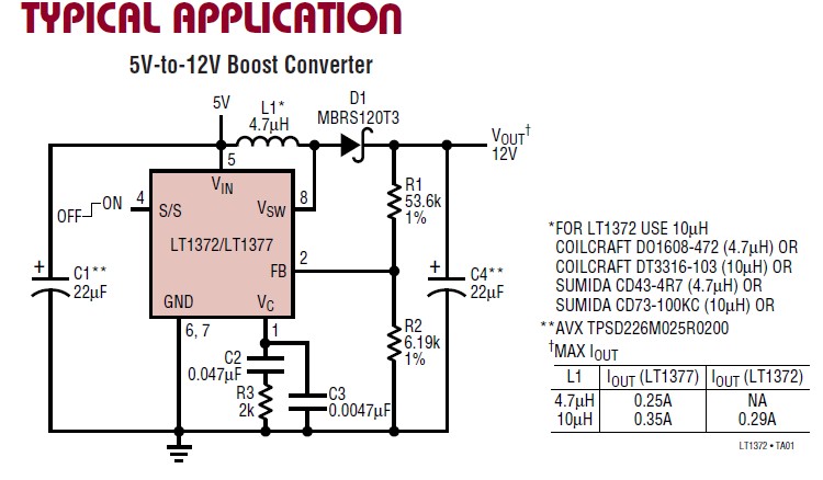 LT1372CS8 pin connection