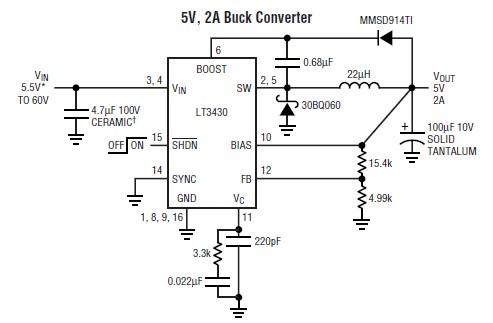 LT3430EFE#PBF pin connection