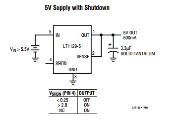 LT1129CST-3.3 pin connection