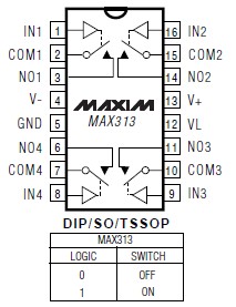 MAX313CSE pin connection
