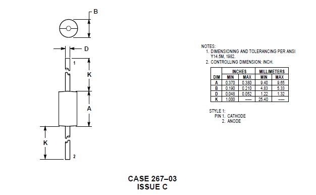 1N5822 pin connection