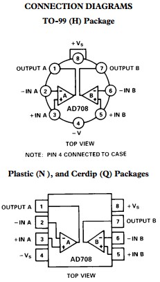 AD708BQ connection diagrams