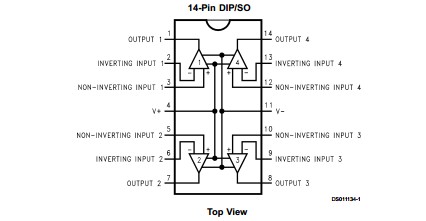 LMC6034IMX connection diagram